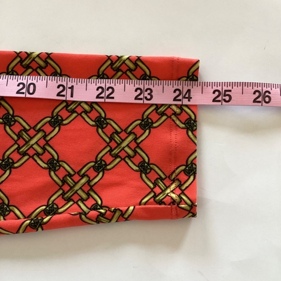 Michael Kors Chain Link Long Sleeve Orange & Gold Shift Dress Sz XL Equestrian - Picture 12 of 13